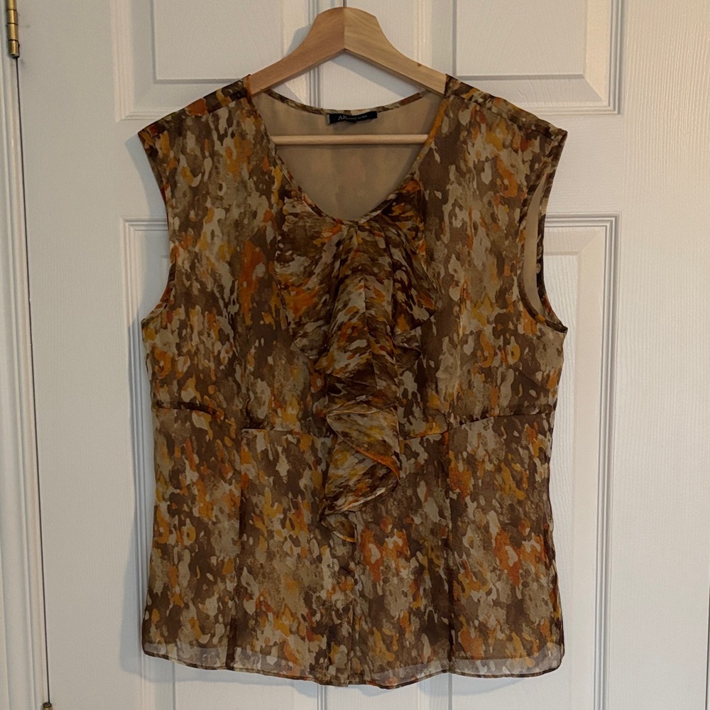 AK Anne Klein ruffle front blouse